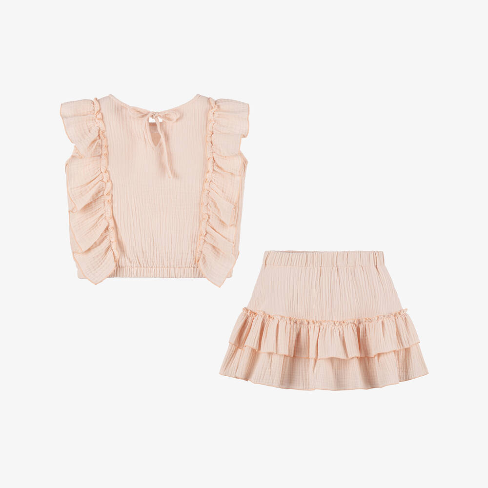 Jamiks-Girls Pink Cotton Beach Skirt Set | Childrensalon Outlet
