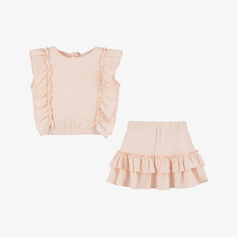 Jamiks-Girls Pink Cotton Beach Skirt Set | Childrensalon Outlet