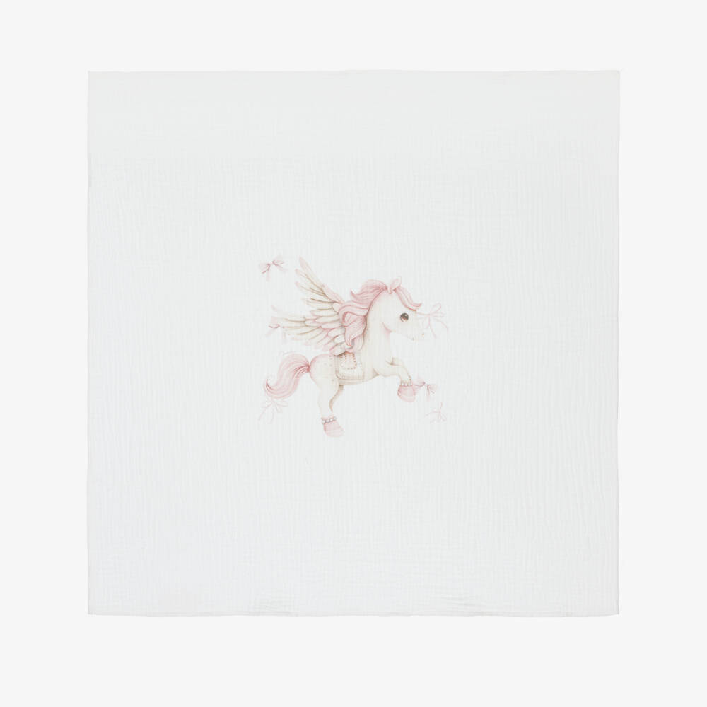 Jamiks-Girls Pink Cotton Flying Horse Muslin Cloths (2 Pack) | Childrensalon Outlet