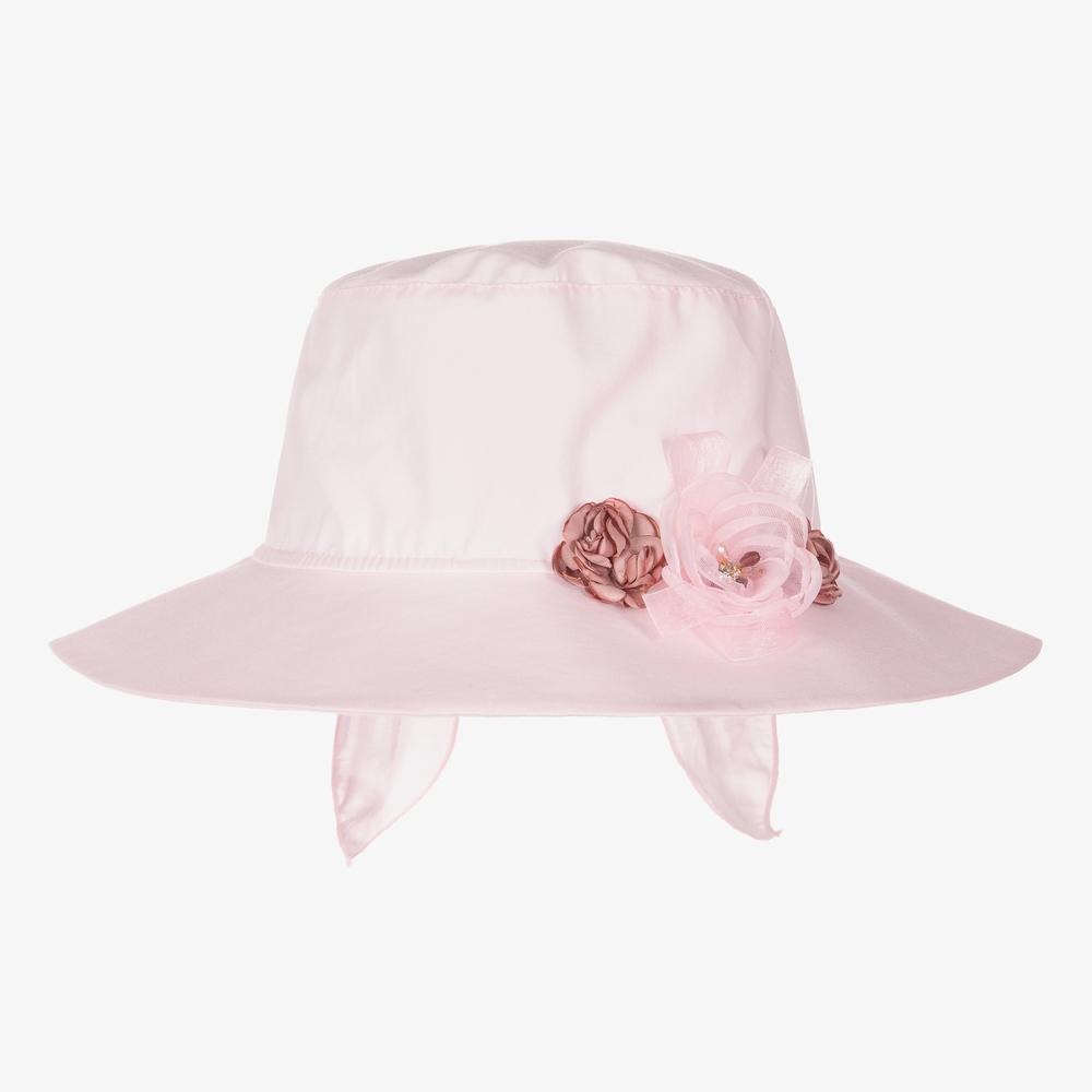 Jamiks - Girls Pink Cotton Sun Hat | Childrensalon