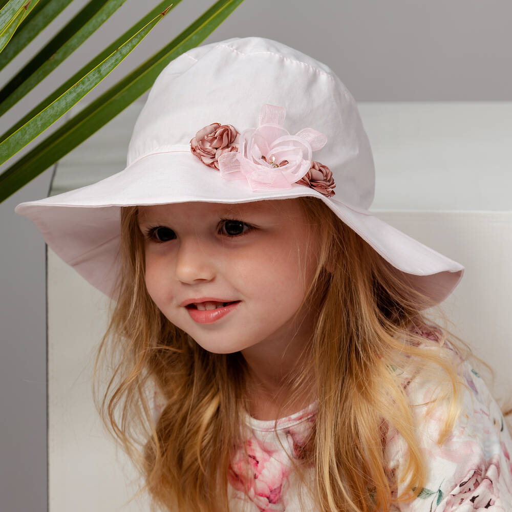 Jamiks Girls Pink Cotton Sun Hat Childrensalon Outlet