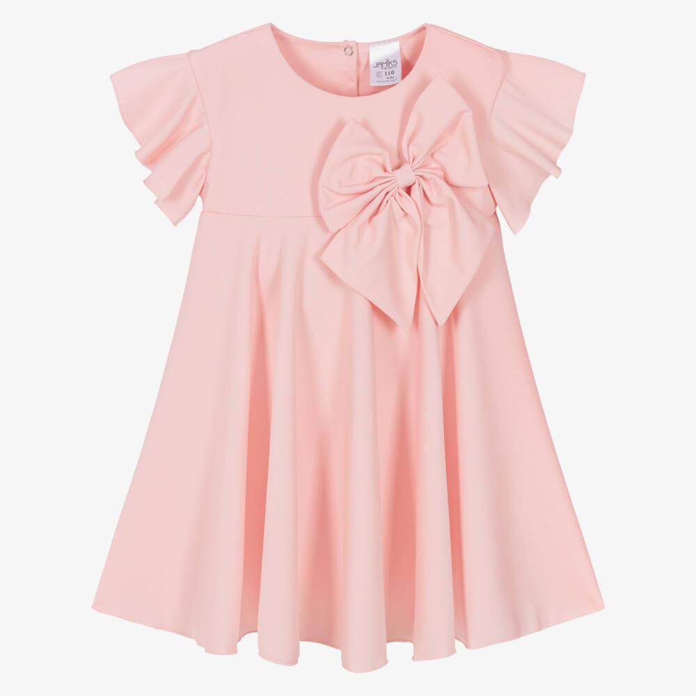 Jamiks-Girls Pink Floaty Dress with Oversized Bow | Childrensalon Outlet