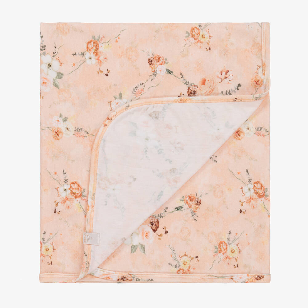 Jamiks-Розовая бамбуковая пеленка в цветочек для девочек (96см) | Childrensalon Outlet