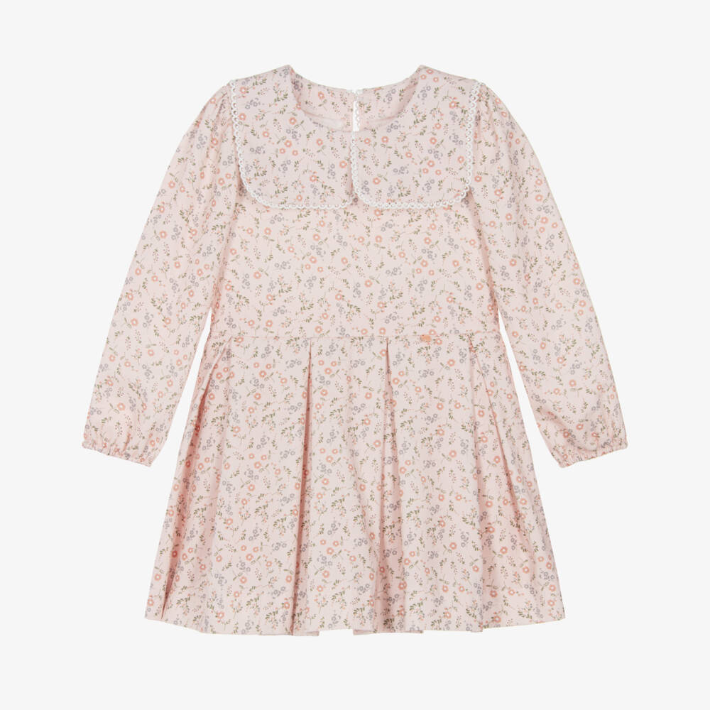 Jamiks-Girls Pink Floral Cotton Twill Dress | Childrensalon Outlet