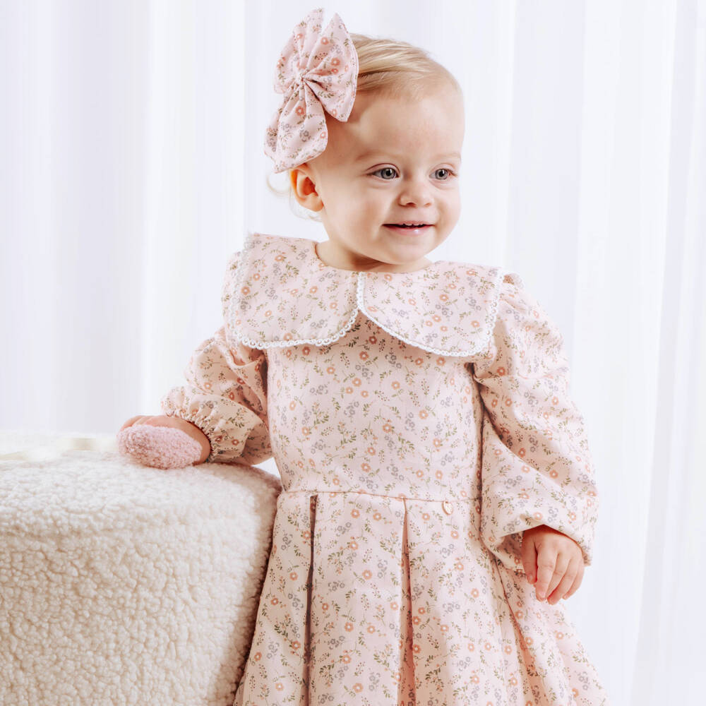 Jamiks-Girls Pink Floral Cotton Twill Dress | Childrensalon Outlet