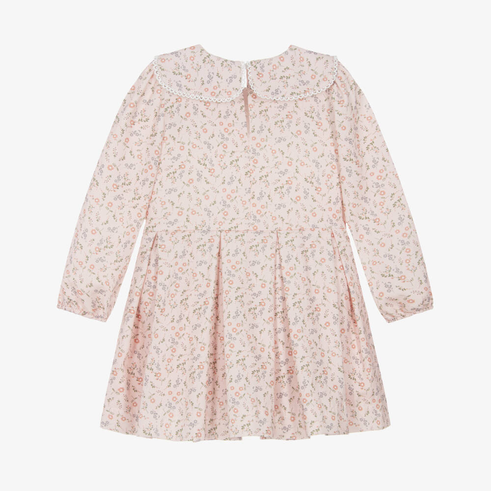 Jamiks-Girls Pink Floral Cotton Twill Dress | Childrensalon Outlet