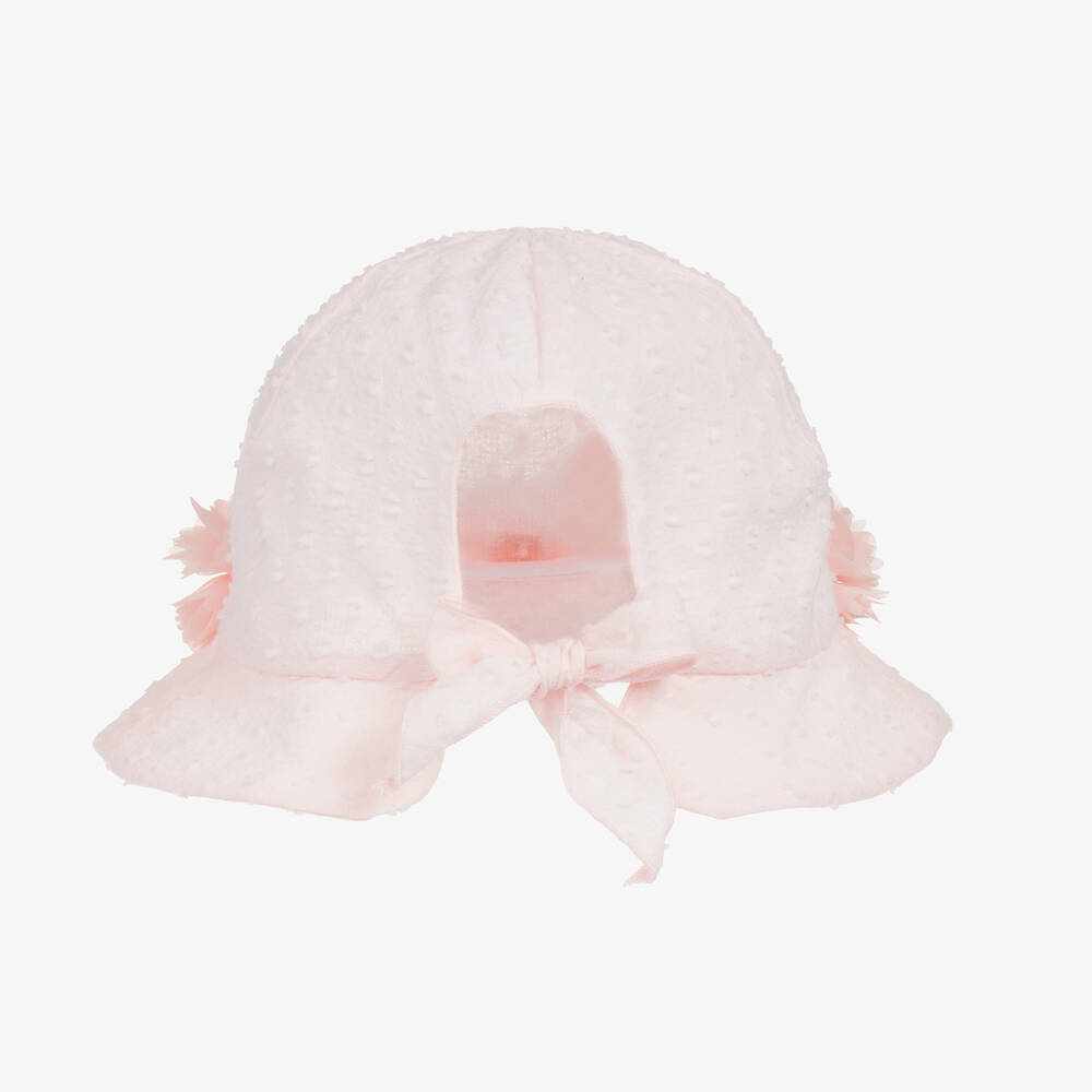 Jamiks-Girls Pink Flower Cotton Sun Hat | Childrensalon Outlet