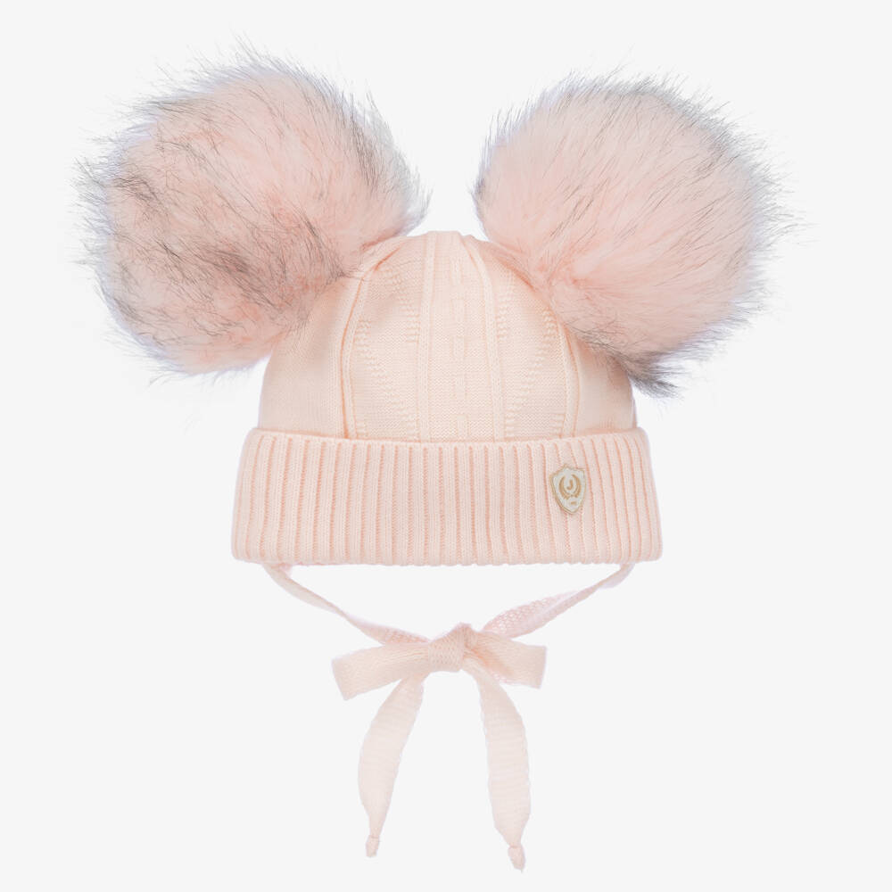 Jamiks-Girls Pink Knit Pom-Pom Hat | Childrensalon Outlet