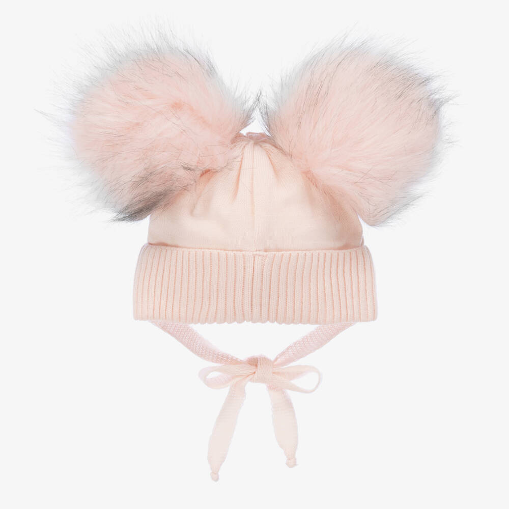 Jamiks-Girls Pink Knit Pom-Pom Hat | Childrensalon Outlet