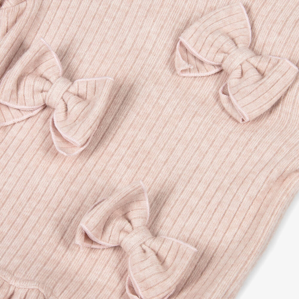 Jamiks-Girls Pink Knitted Leggings Set with Bows | Childrensalon Outlet