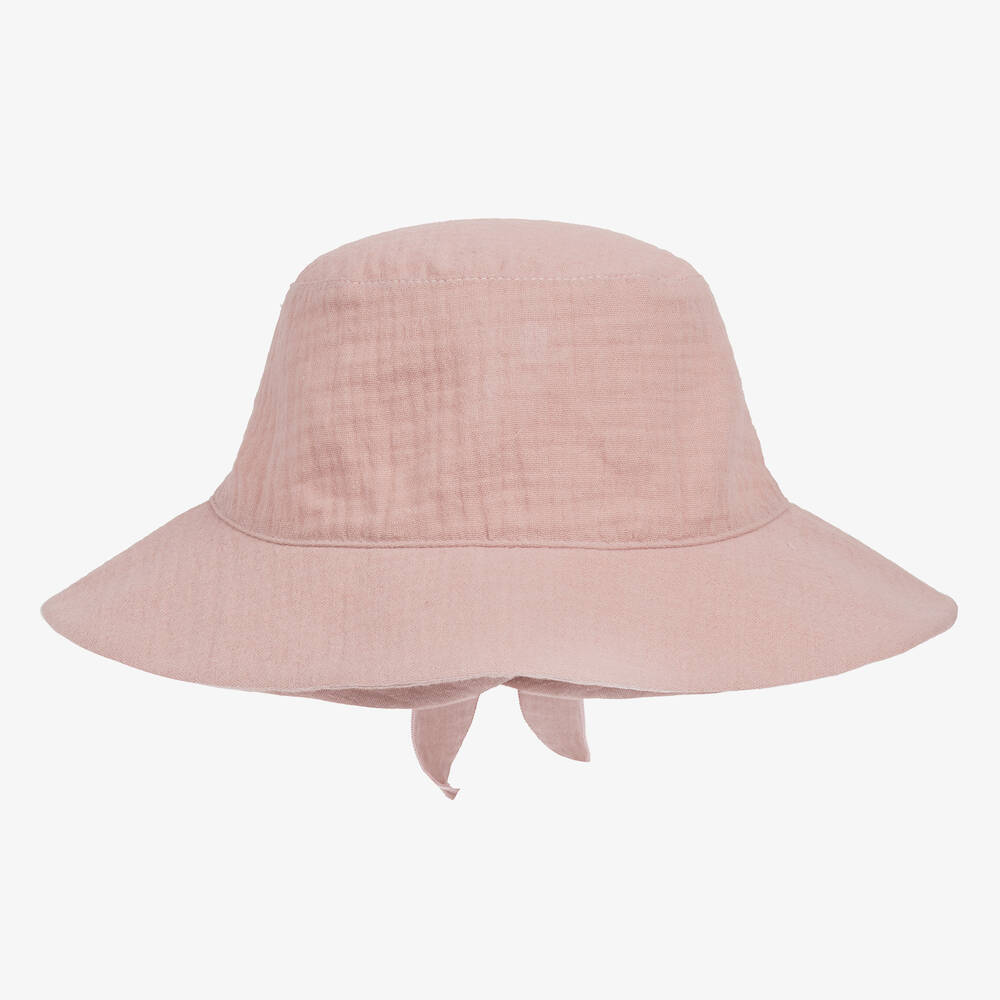 Jamiks - Girls Pink Organic Cotton Seersucker Hat | Childrensalon