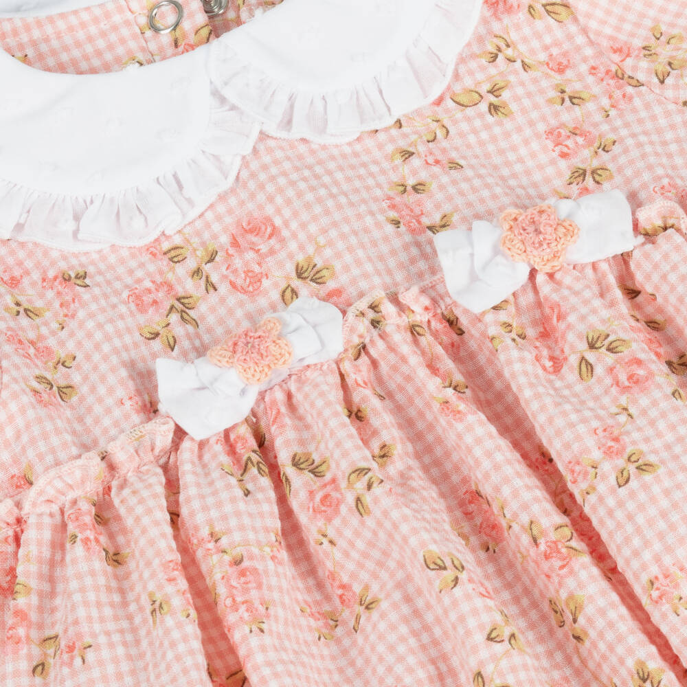 Jamiks-Girls Pink Seersucker Floral Romper | Childrensalon Outlet