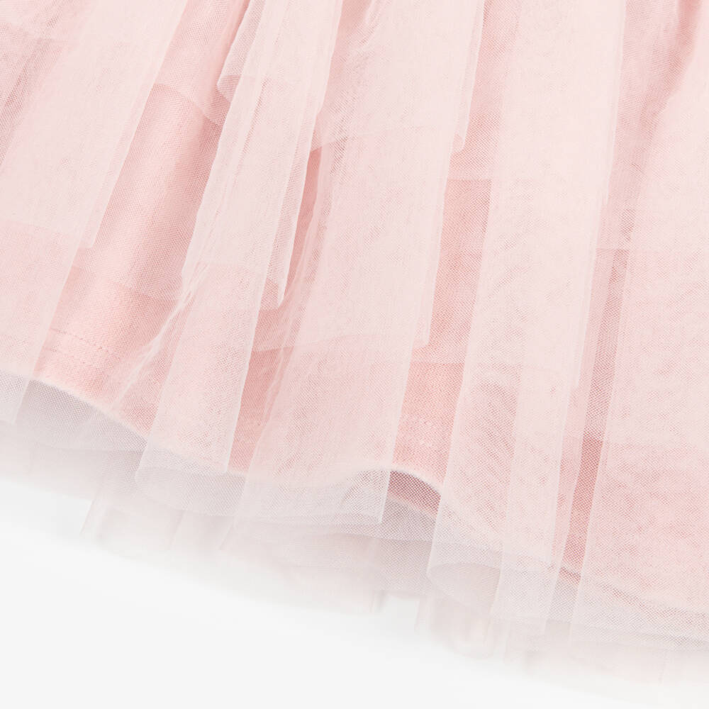 Jamiks-Girls Pink Velour Bow Dress with Tulle Skirt | Childrensalon Outlet