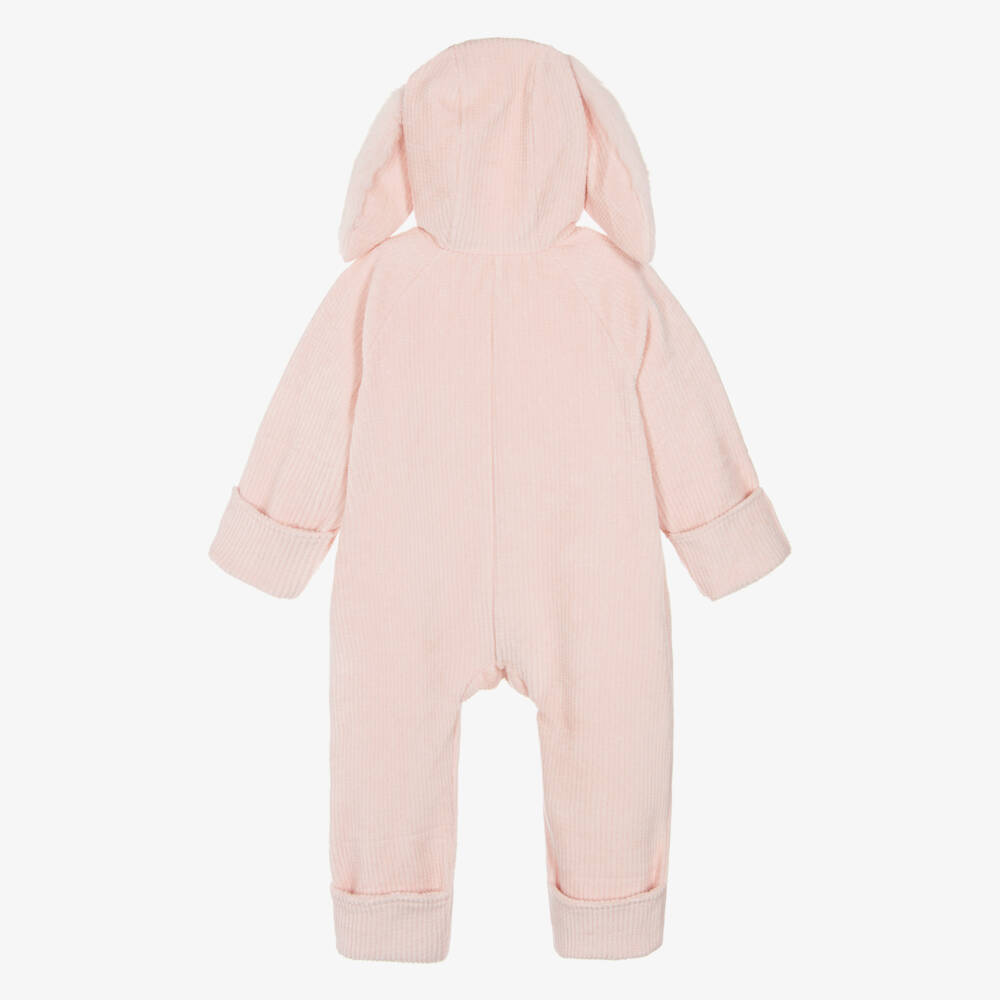 Jamiks-Girls Pink Velour Bunny Ears Pramsuit | Childrensalon Outlet