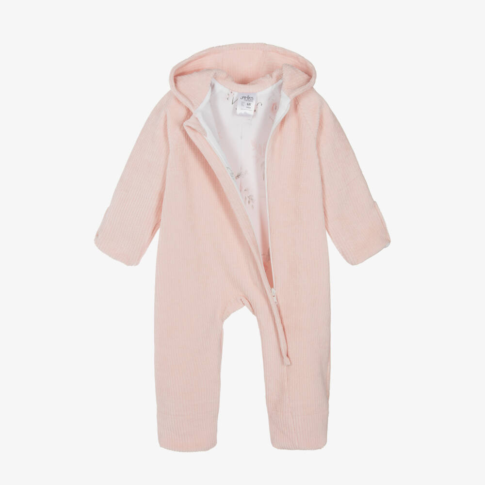 Jamiks-Girls Pink Velour Bunny Ears Pramsuit | Childrensalon Outlet