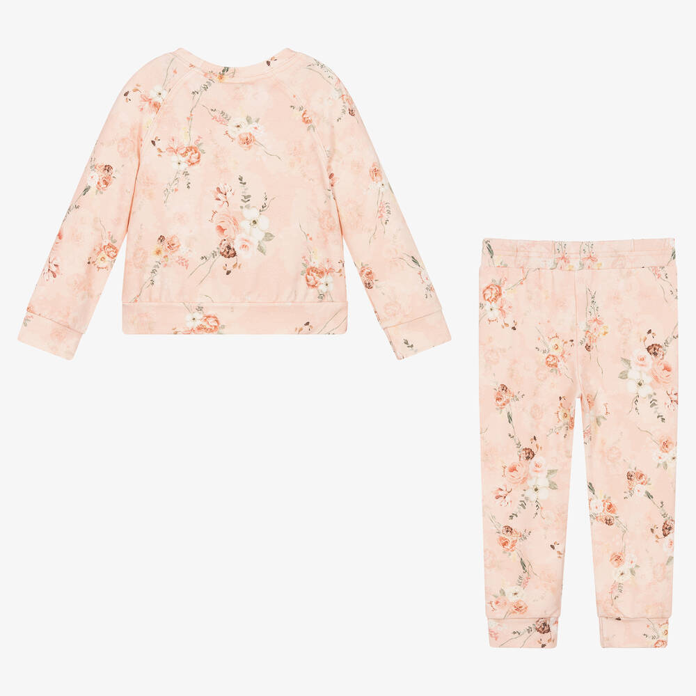 Jamiks-Girls Pink Viscose Floral Trouser Set | Childrensalon Outlet