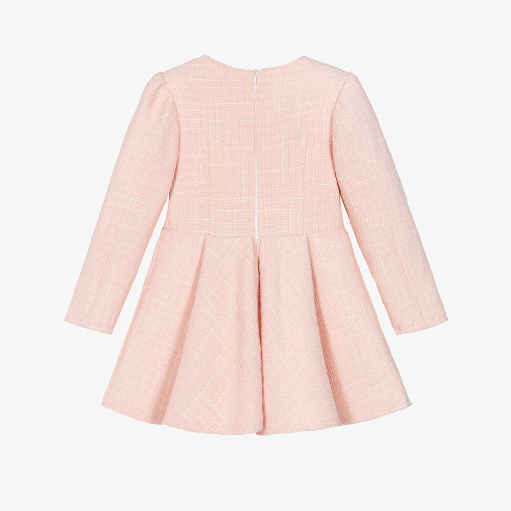 Jamiks-Girls Pleated Pink Tweed Bow Dress | Childrensalon Outlet