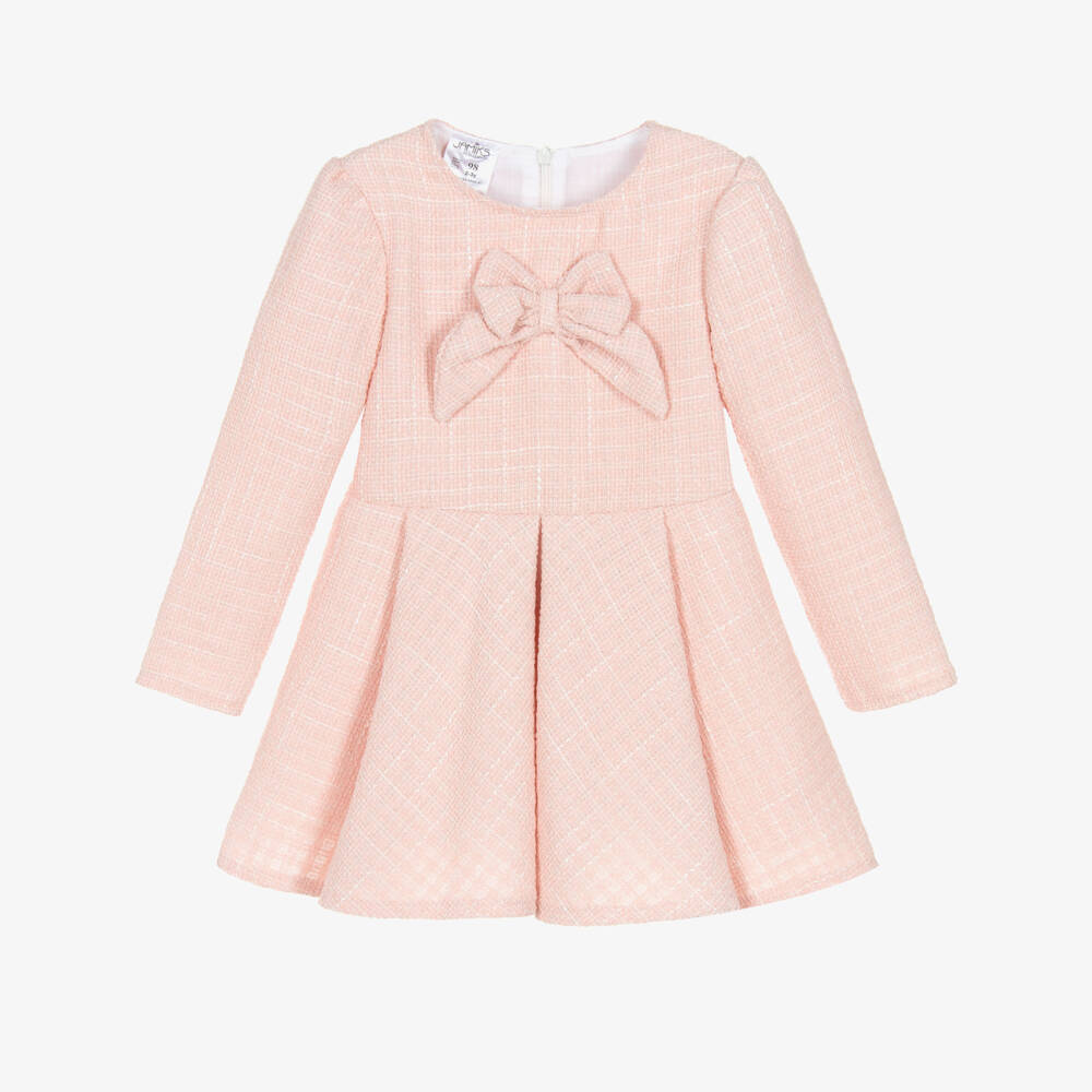 Jamiks-Girls Pleated Pink Tweed Bow Dress | Childrensalon Outlet