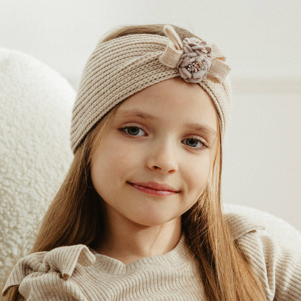 Jamiks-Girls Ribbed Beige Hairband | Childrensalon Outlet