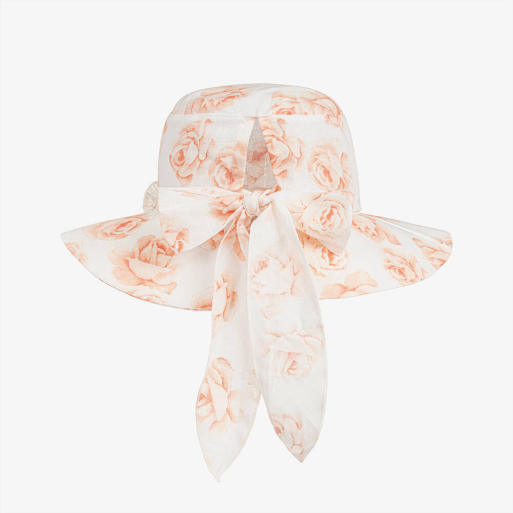 Jamiks-Girls Rose Patterned Linen Summer Hat | Childrensalon Outlet