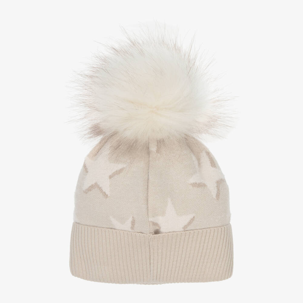 Jamiks-Girls Soft Beige Starry Pom Hat | Childrensalon Outlet