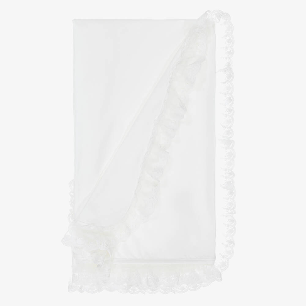 Jamiks-Girls Soft Ivory Lace-Trim Blanket | Childrensalon Outlet