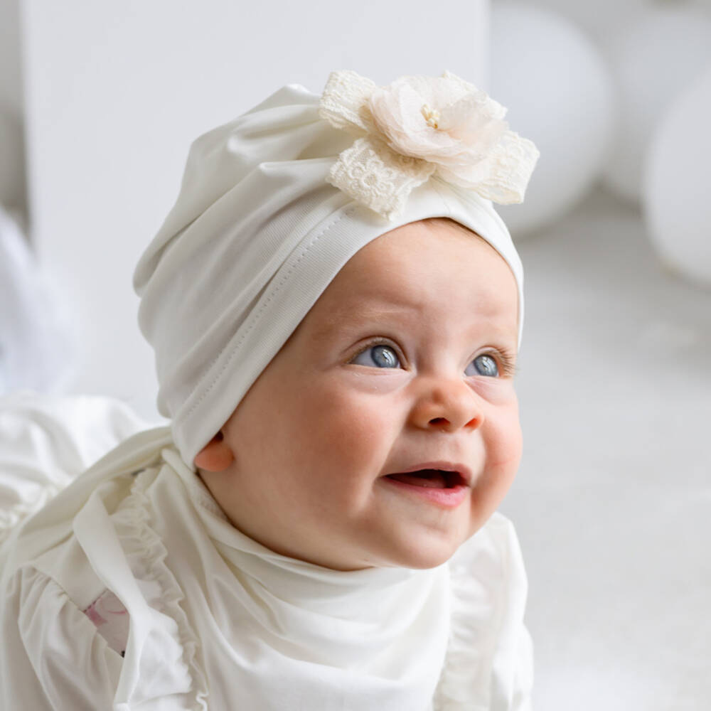 Jamiks-Girls Soft Ivory Lace Turban | Childrensalon Outlet