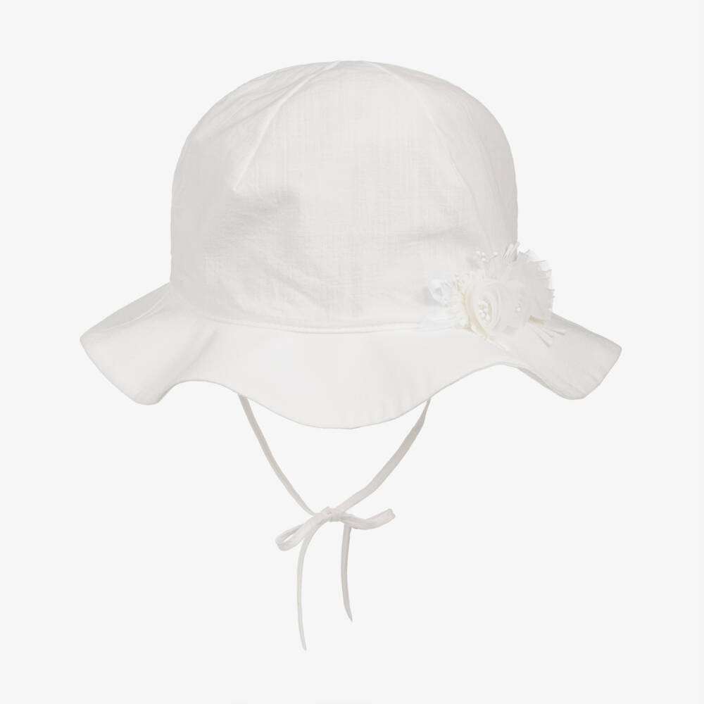Jamiks-Girls Soft Ivory Organic Sun Brim Hat | Childrensalon Outlet