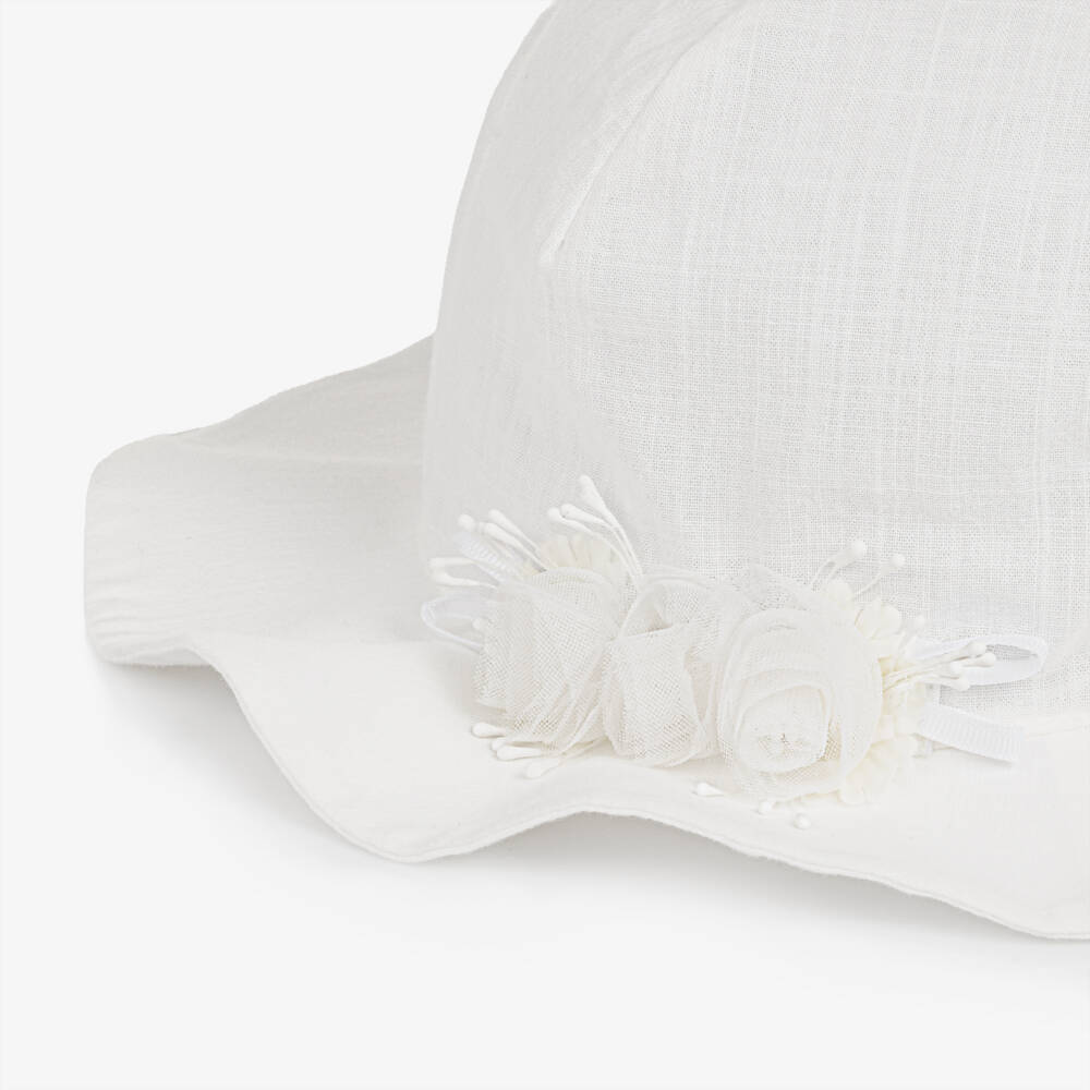 Jamiks-Girls Soft Ivory Organic Sun Brim Hat | Childrensalon Outlet