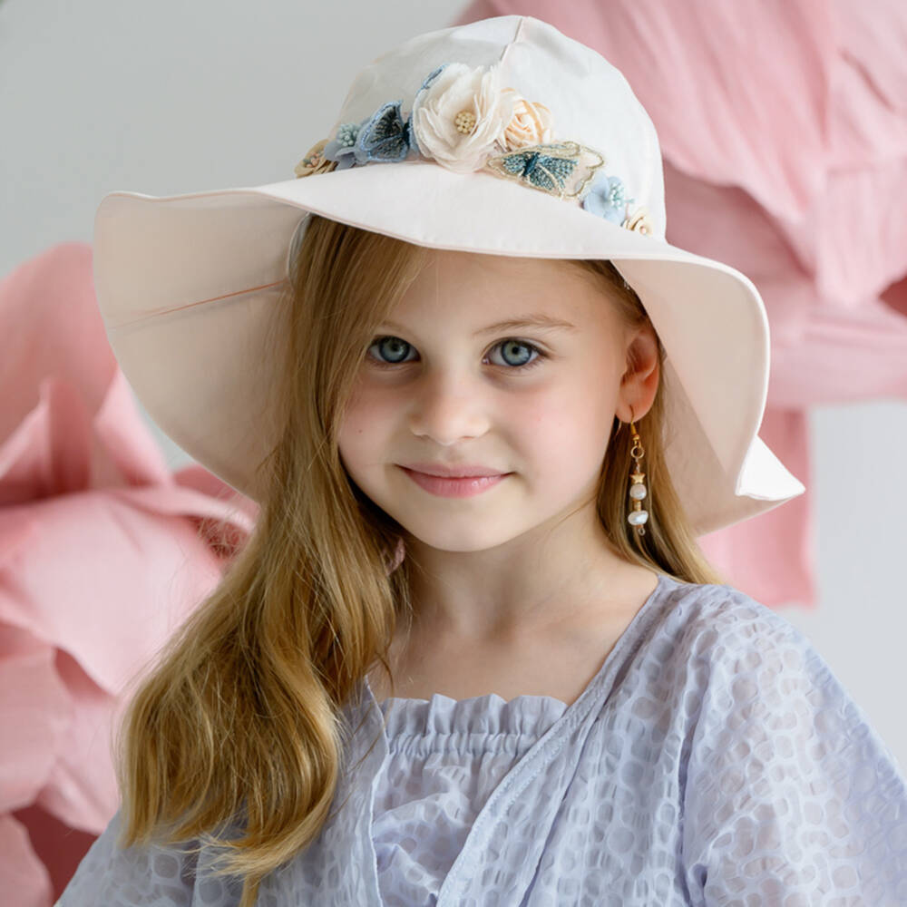 Jamiks-Girls Soft Pink Floral Brim Hat | Childrensalon Outlet