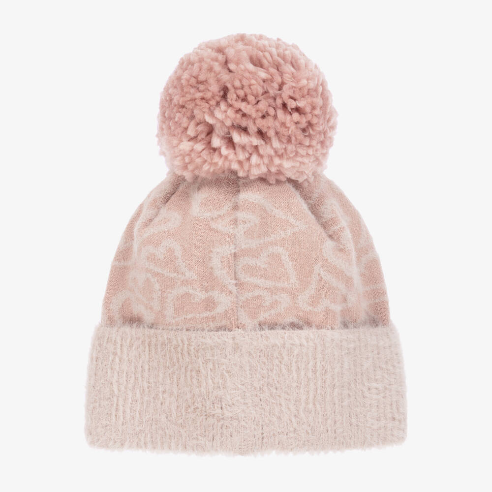 Jamiks-Girls Soft Pink Heart Pom Hat | Childrensalon Outlet
