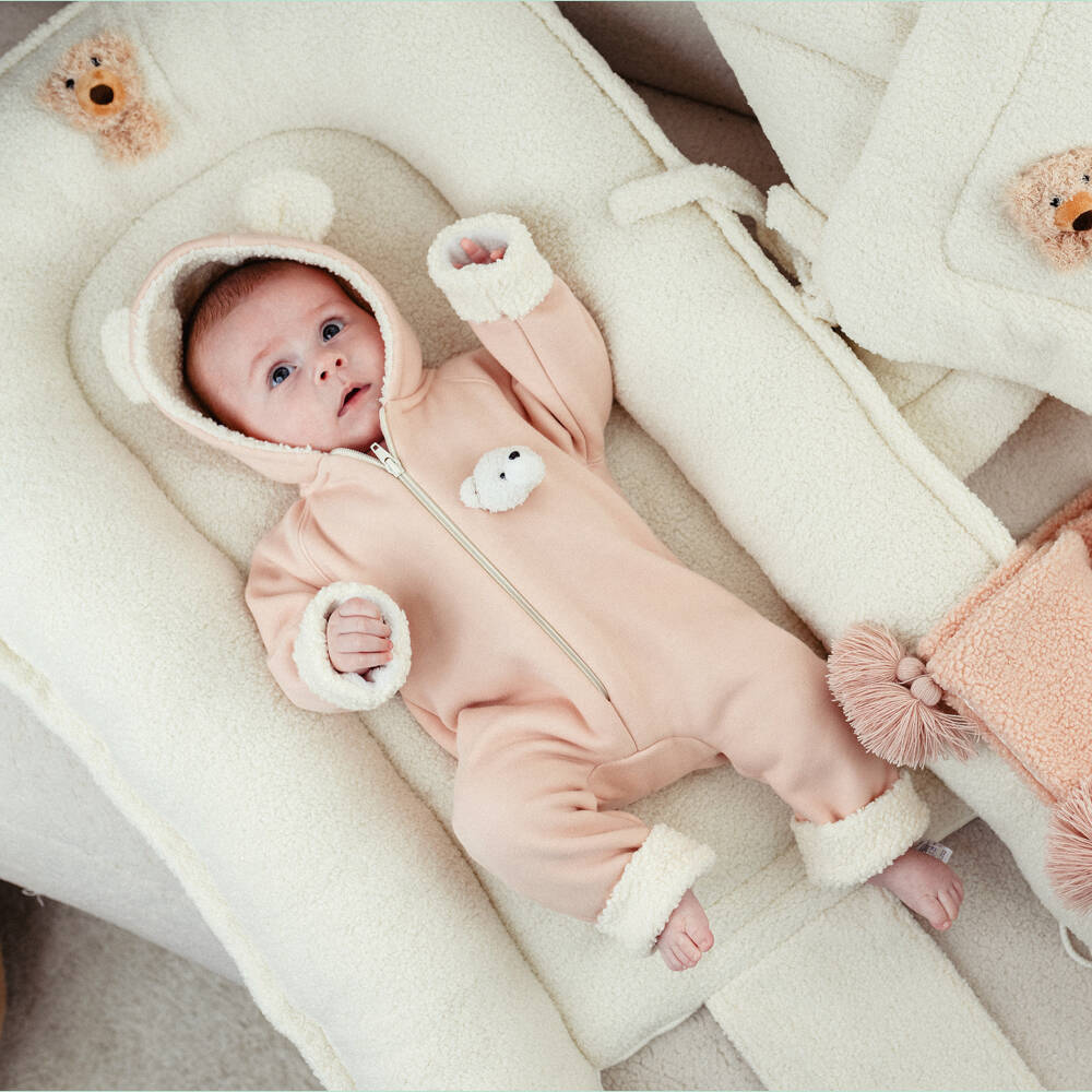 Jamiks-Girls Soft Pink Teddy Pramsuit | Childrensalon Outlet