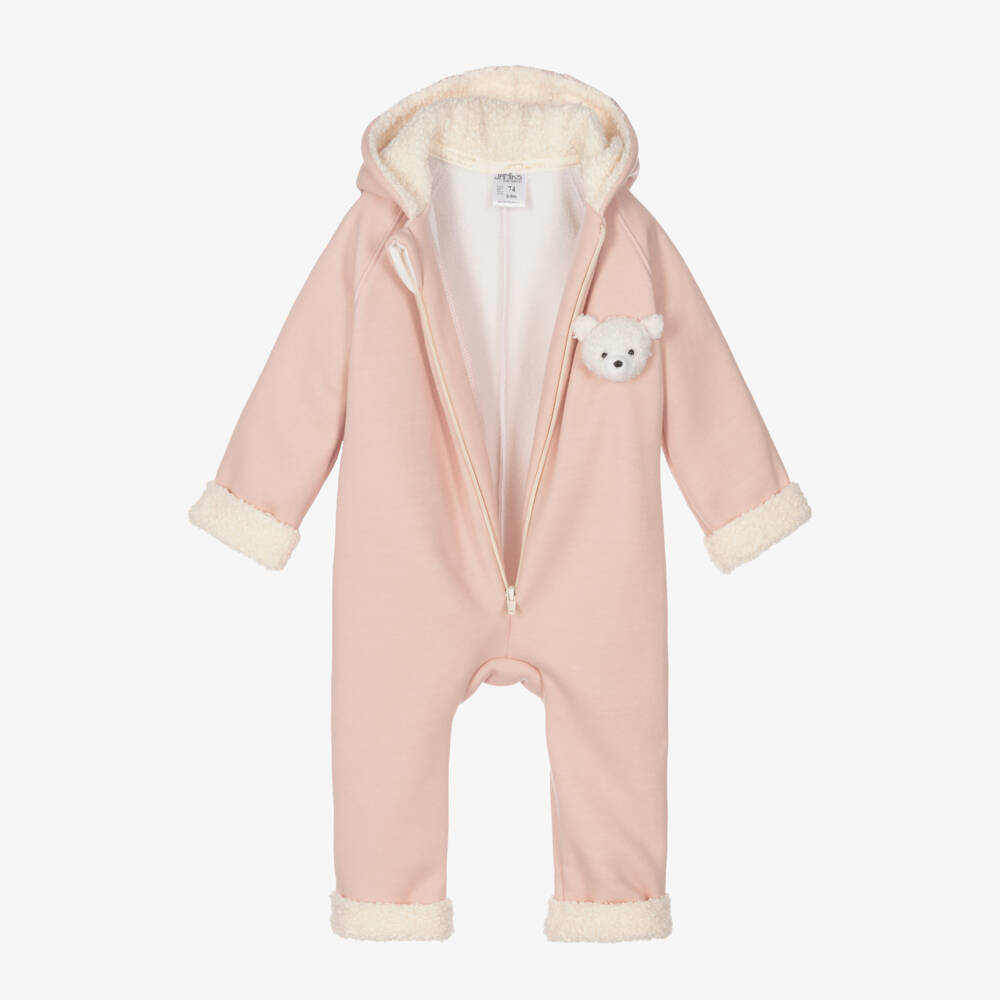 Jamiks-Girls Soft Pink Teddy Pramsuit | Childrensalon Outlet