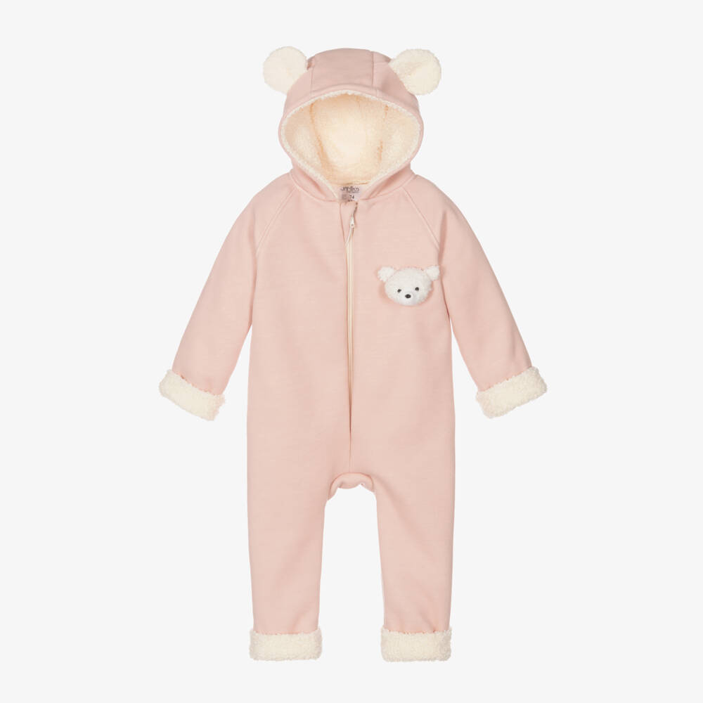 Jamiks-Girls Soft Pink Teddy Pramsuit | Childrensalon Outlet