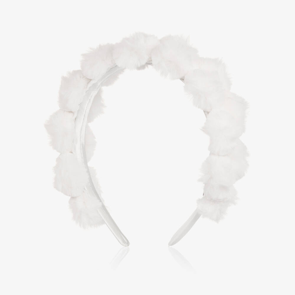 Jamiks-Мягкий белый ободок с помпонами для девочек | Childrensalon Outlet