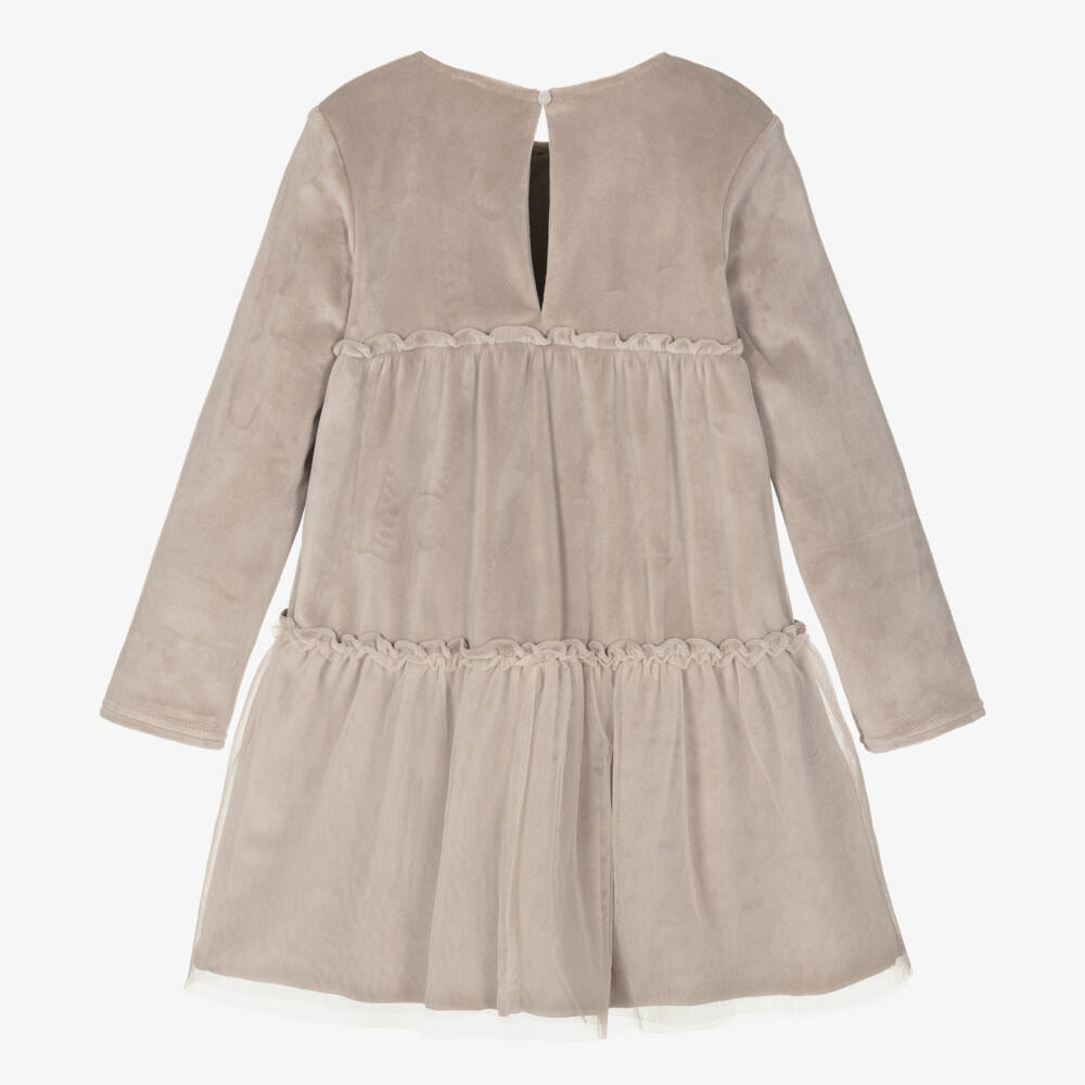 Jamiks-Girls Taupe Velvet Dress | Childrensalon Outlet