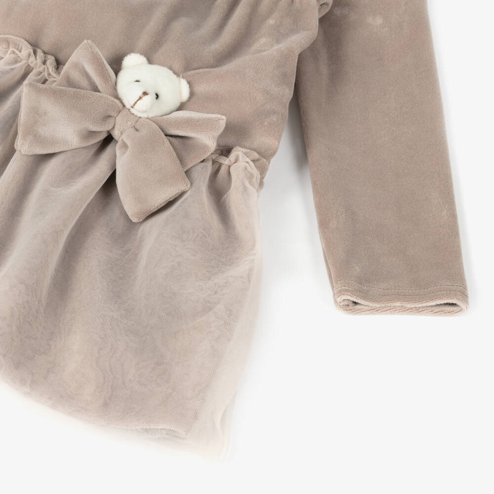 Jamiks-Girls Taupe Velvet Dress | Childrensalon Outlet