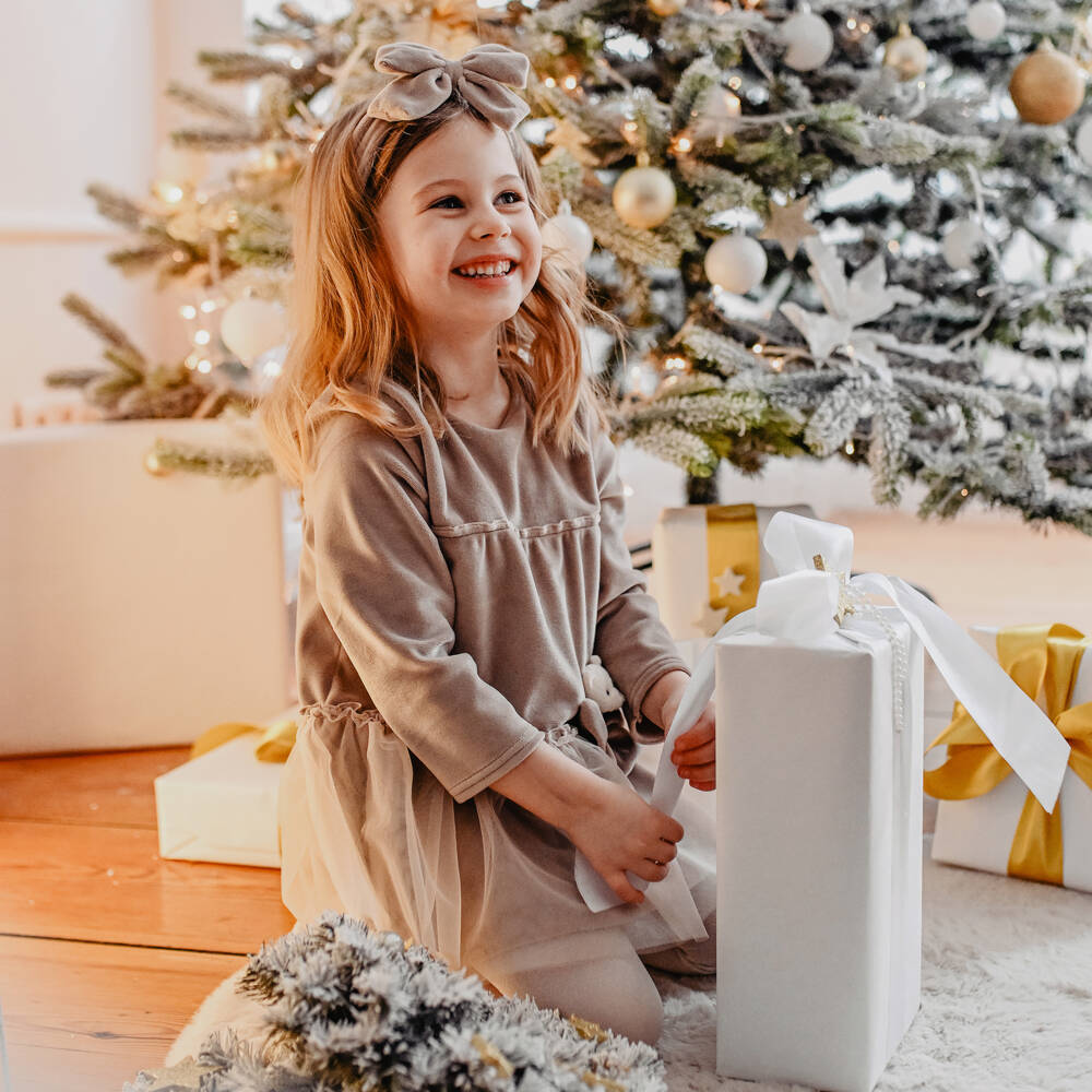 Jamiks-Girls Taupe Velvet Dress | Childrensalon Outlet