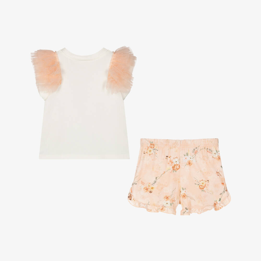 Jamiks-Girls Tulle-Trimmed Floral Short Ensemble | Childrensalon Outlet