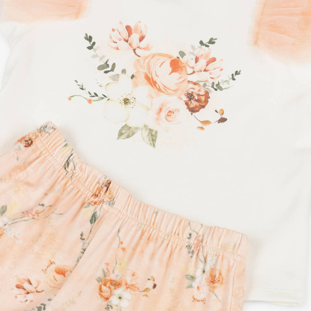 Jamiks-Girls Tulle-Trimmed Floral Short Ensemble | Childrensalon Outlet