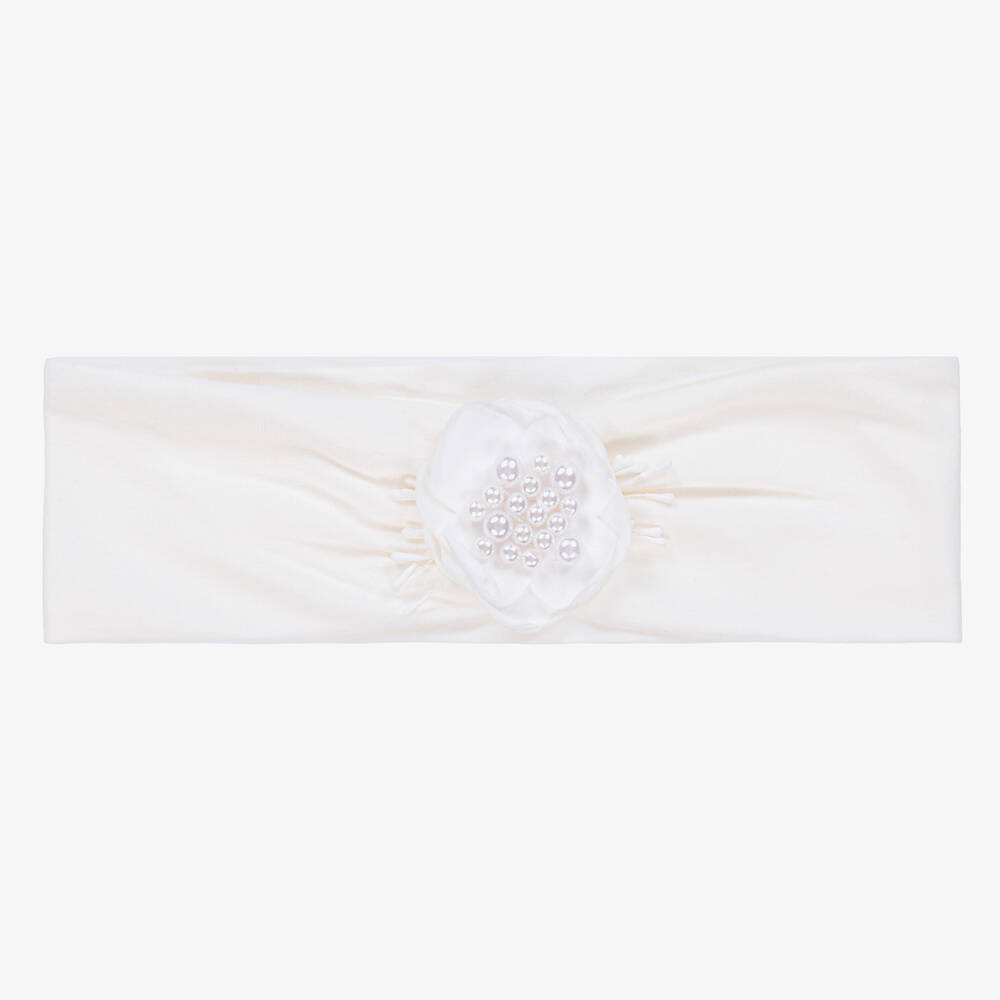 Jamiks - Белая повязка на голову с цветком из жемчужин | Childrensalon