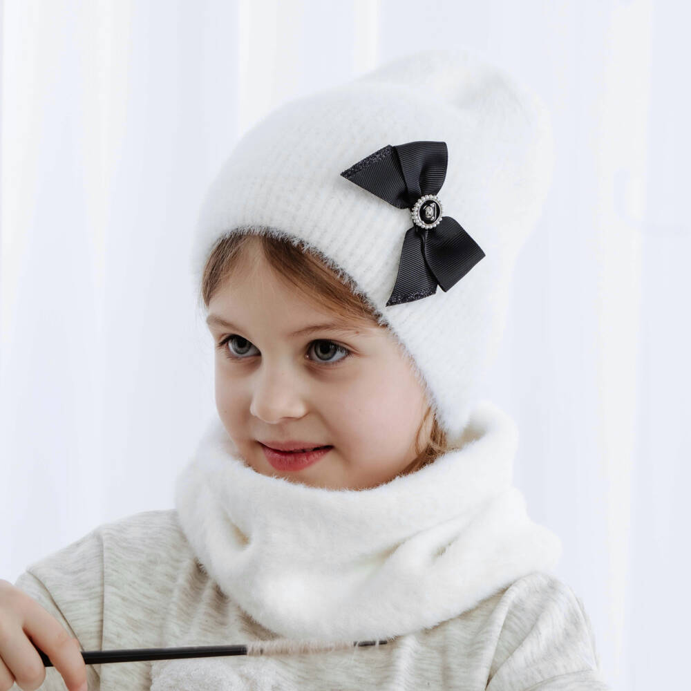 Jamiks-Белая пушистая вязаная шапка для девочек | Childrensalon Outlet
