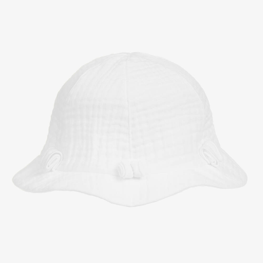Jamiks - Girls White Organic Cotton Hat | Childrensalon