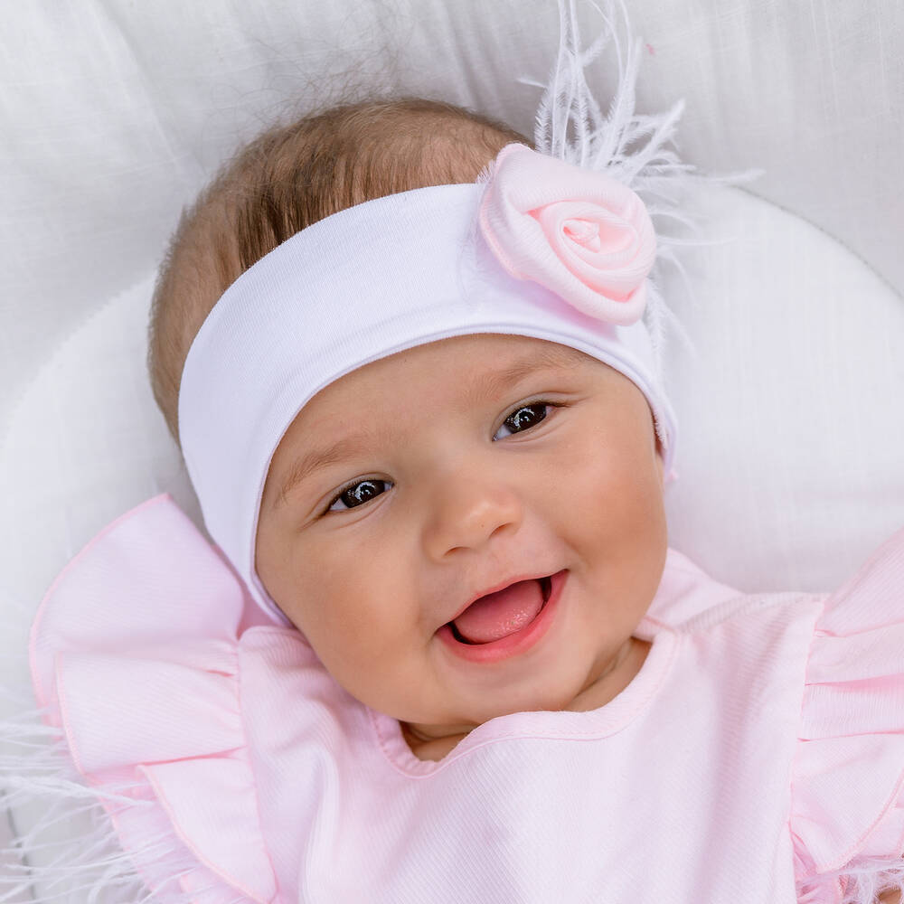 Jamiks-Белая повязка на голову с розовым цветком | Childrensalon Outlet