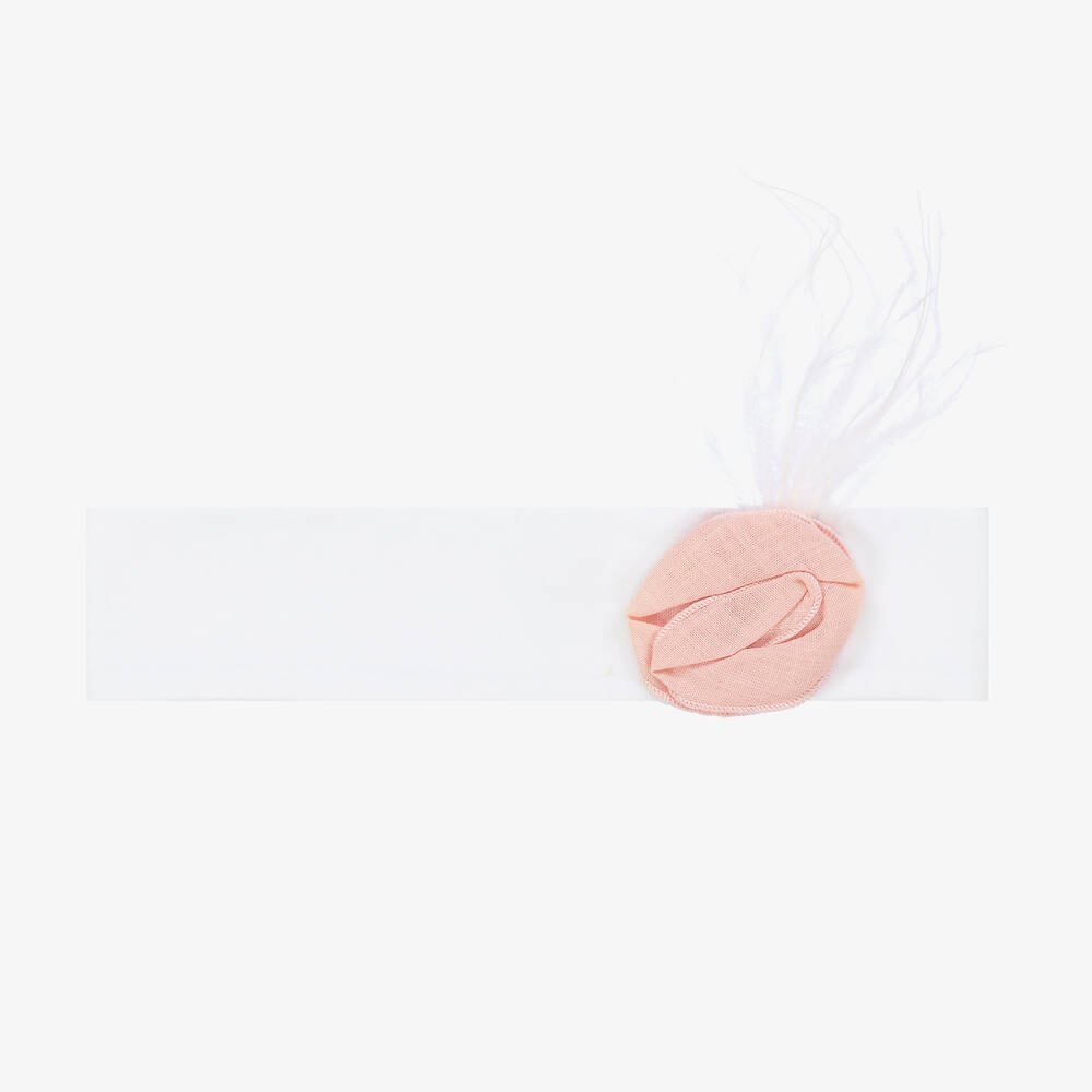 Jamiks - Белая повязка на голову с розовым цветком | Childrensalon