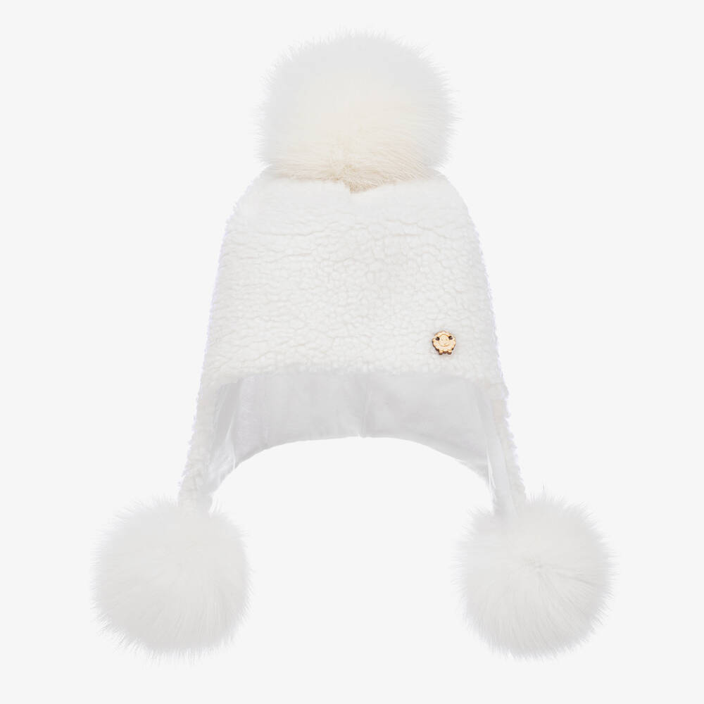 Jamiks - Белая шапка из овчины с помпонами | Childrensalon