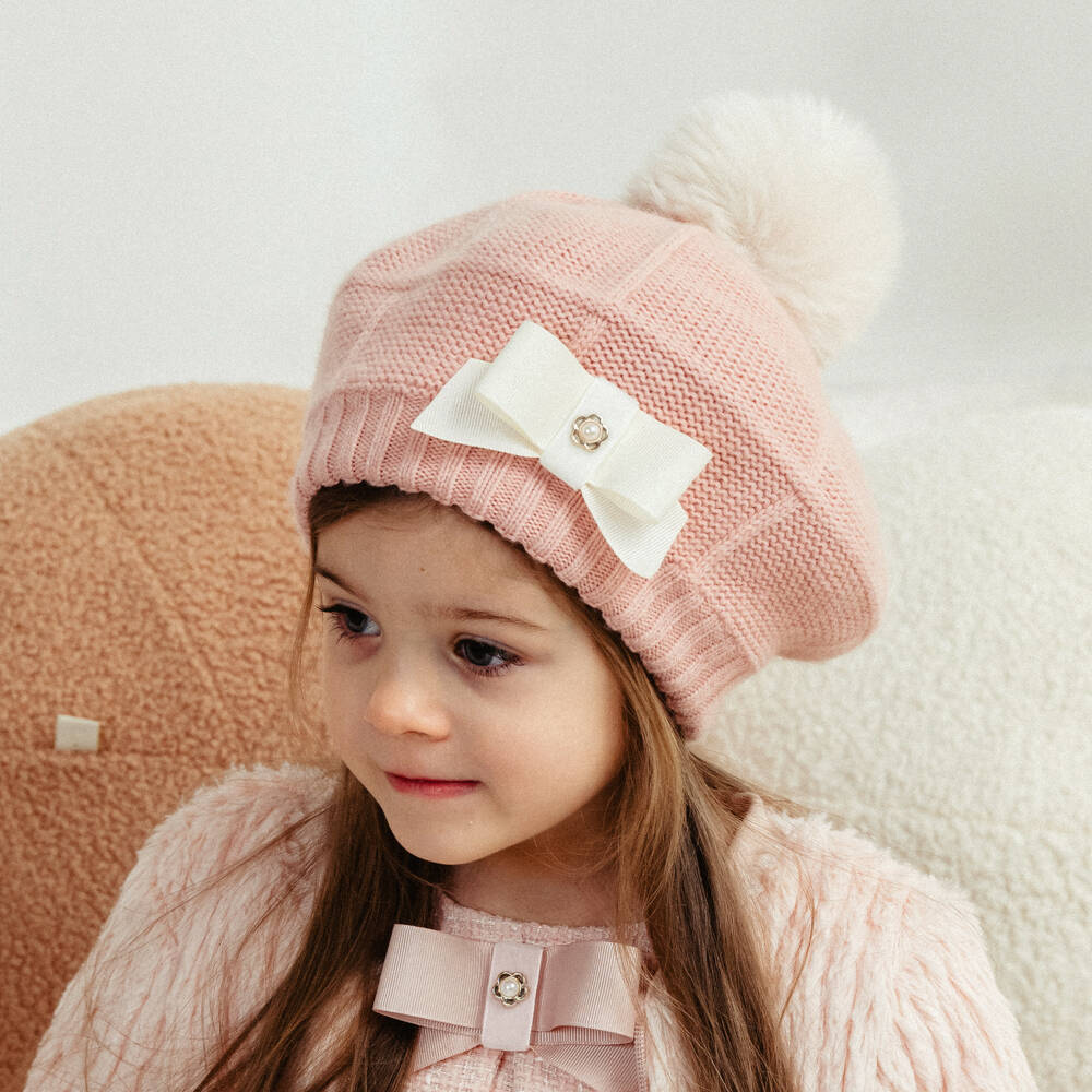 Jamiks-Розовый берет из шерсти и кашемира для девочек | Childrensalon Outlet