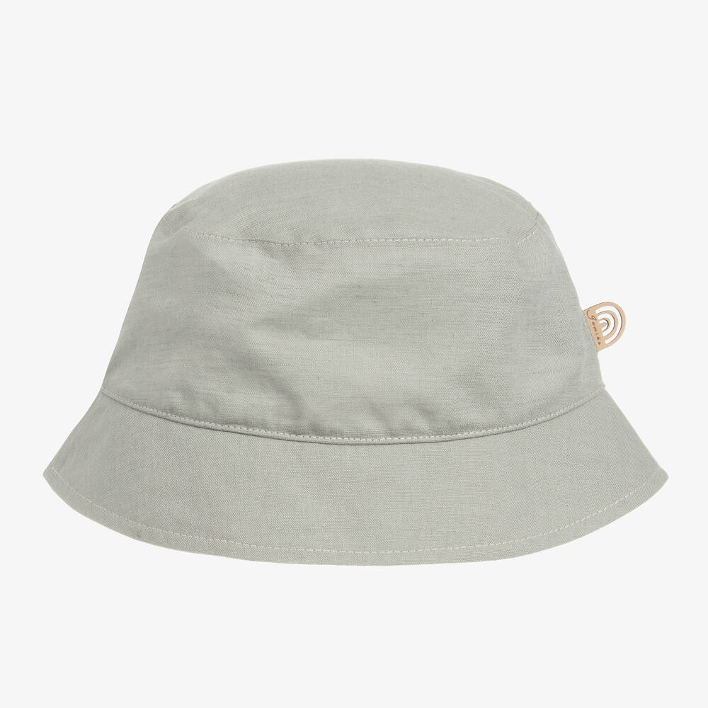 Jamiks - Green Linen & Cotton Bucket Hat | Childrensalon