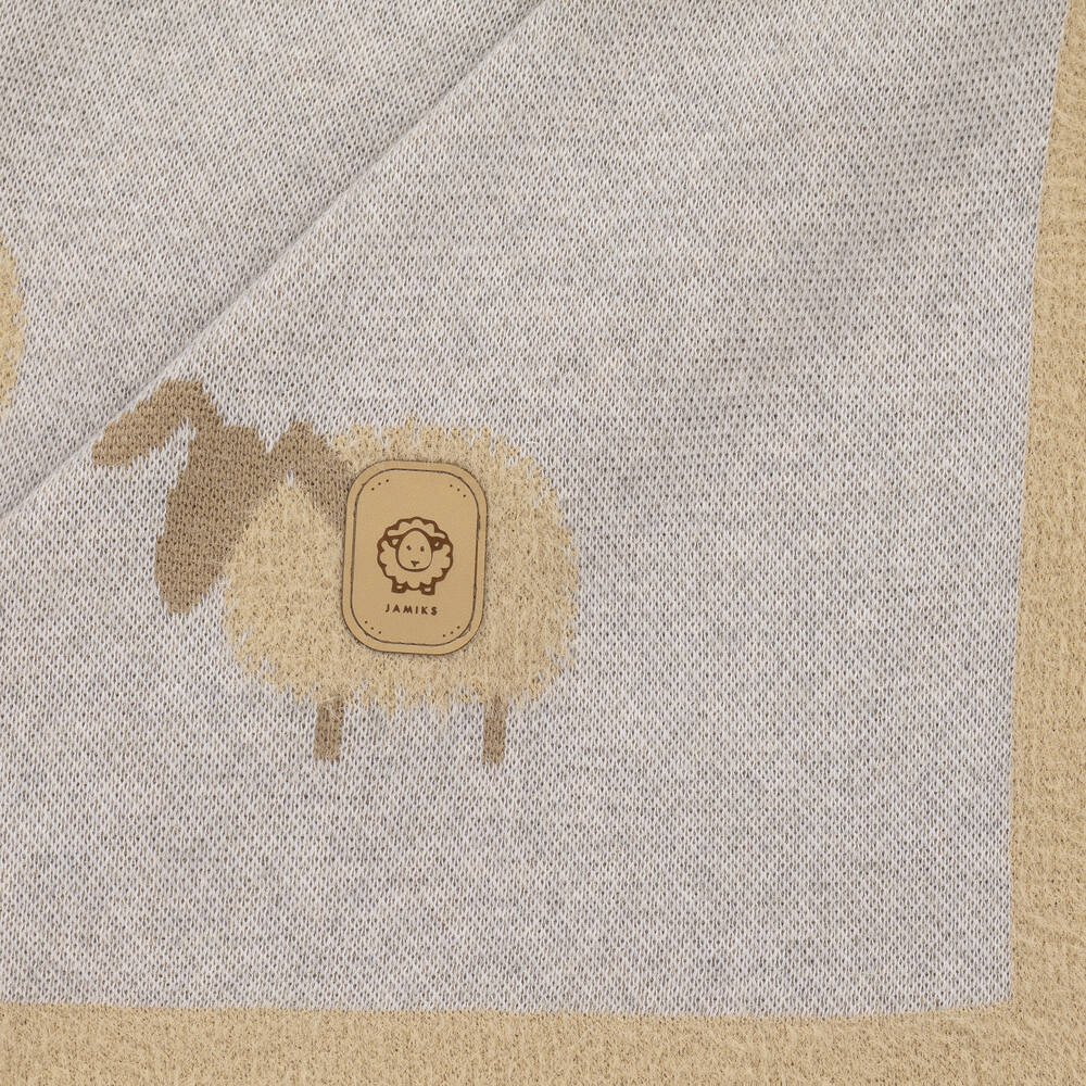 Jamiks-بطانية مزيج قطن لون رمادي وبيج (90 سم) | Childrensalon Outlet