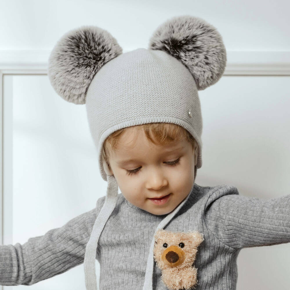Jamiks-Серая вязаная шапка с помпоном | Childrensalon Outlet
